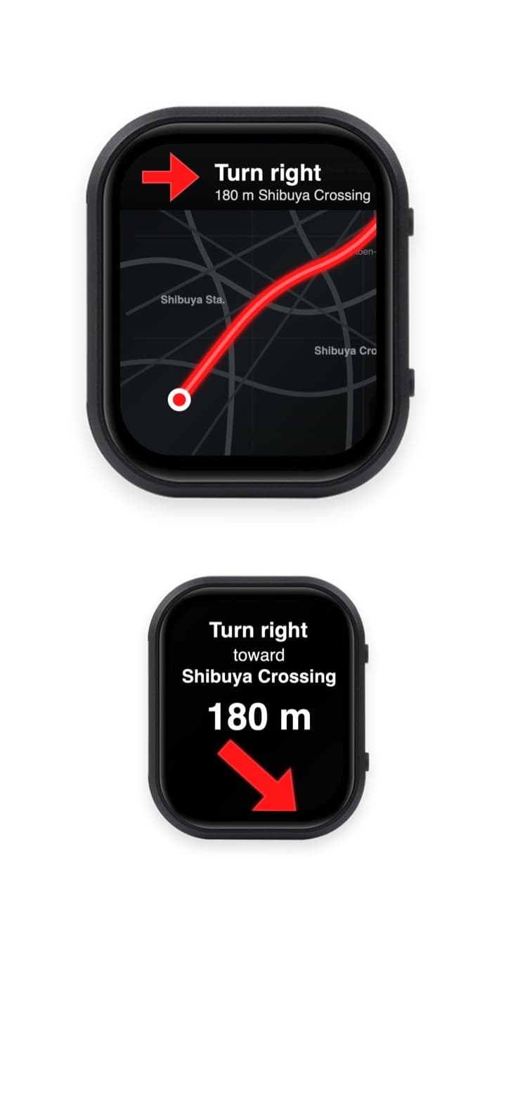 Bicino app previewing map and turn cue display modes
