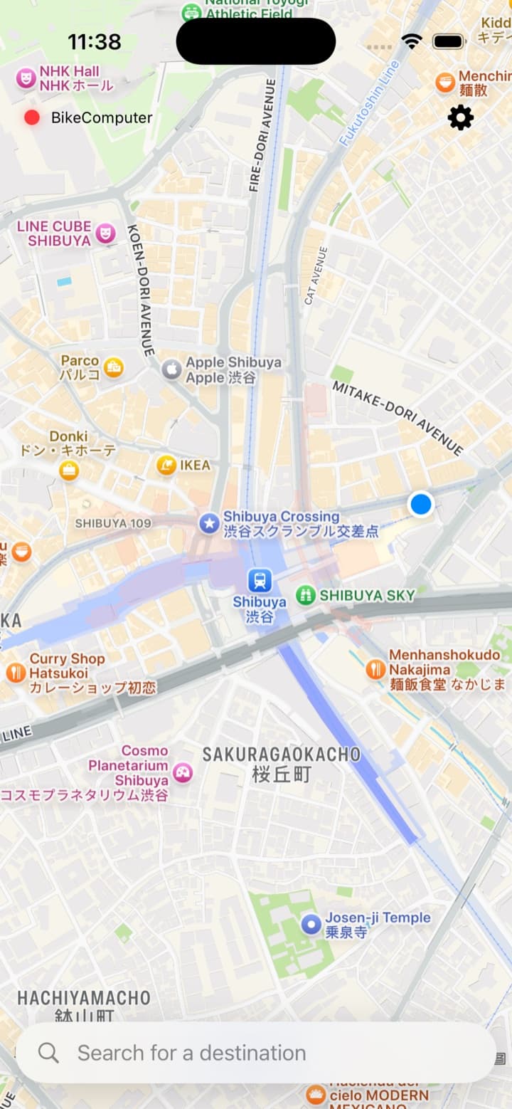 Bicino iOS app showing a route planning map