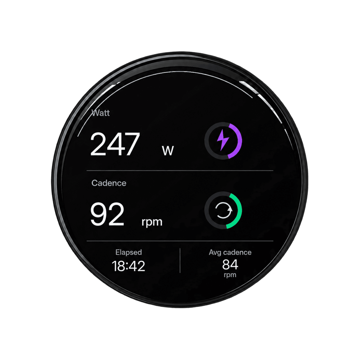 Bicino Watt and cadence sensor screen