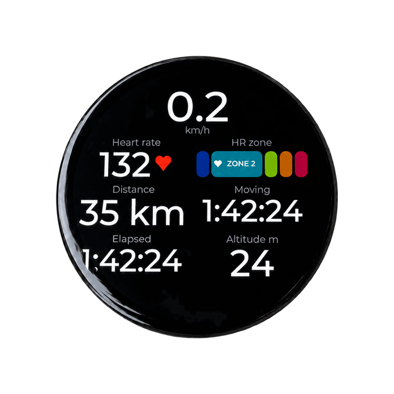 Bicino live workout screen showing ride metrics